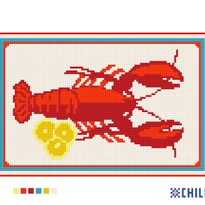 Lobster & Lemon - Needlepoint Canvas - Coastal Charm Series
