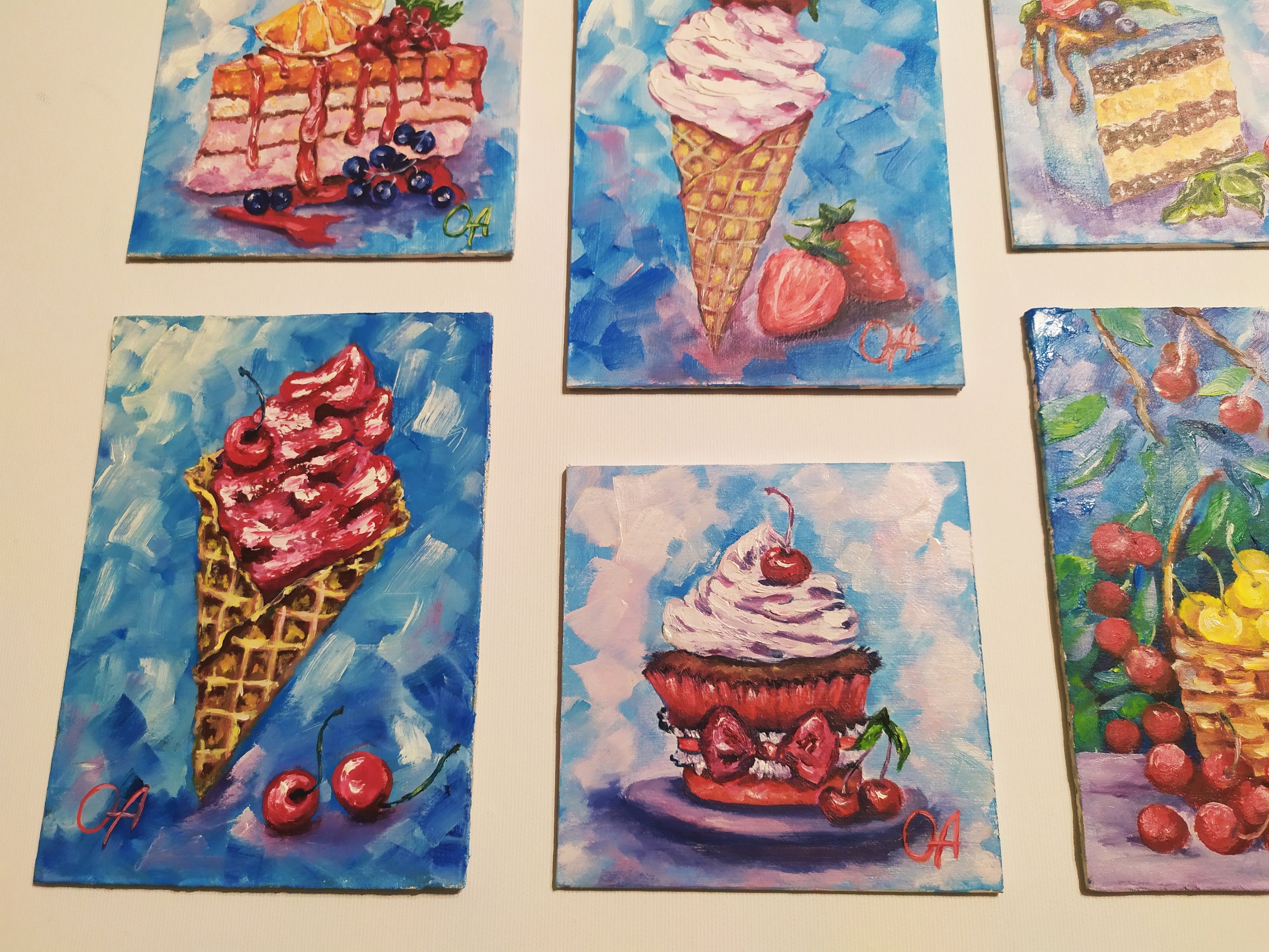 Pop Art Fruit Sweets Wall Decor 6 in 1 Oil Painting Tiny Etsy UK