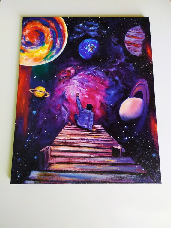 ORIGINAL Oil Painting Surreal Art Surrealism Galaxy - Etsy