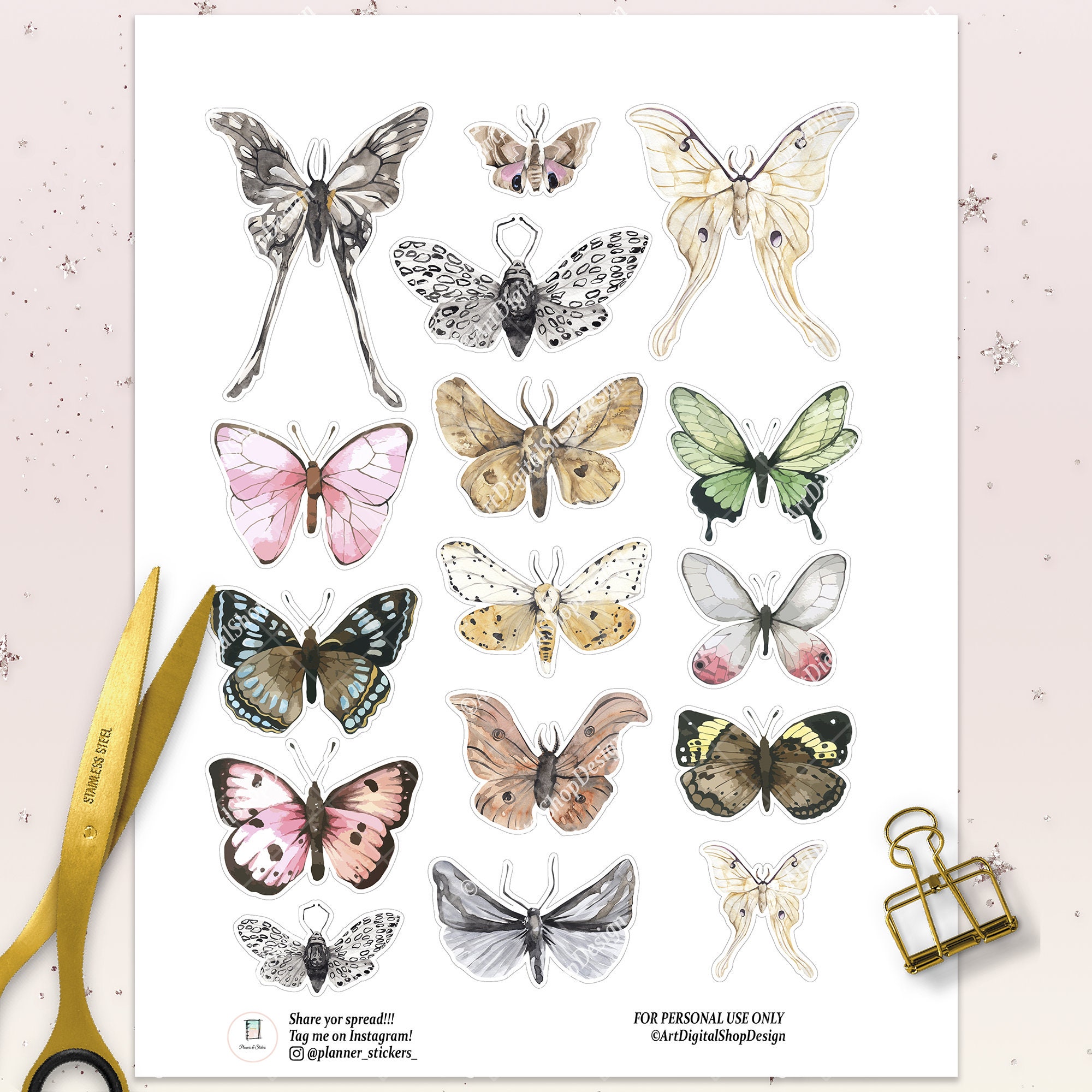 Butterflies Stickers Pack Planner Die Cuts Printable | Etsy