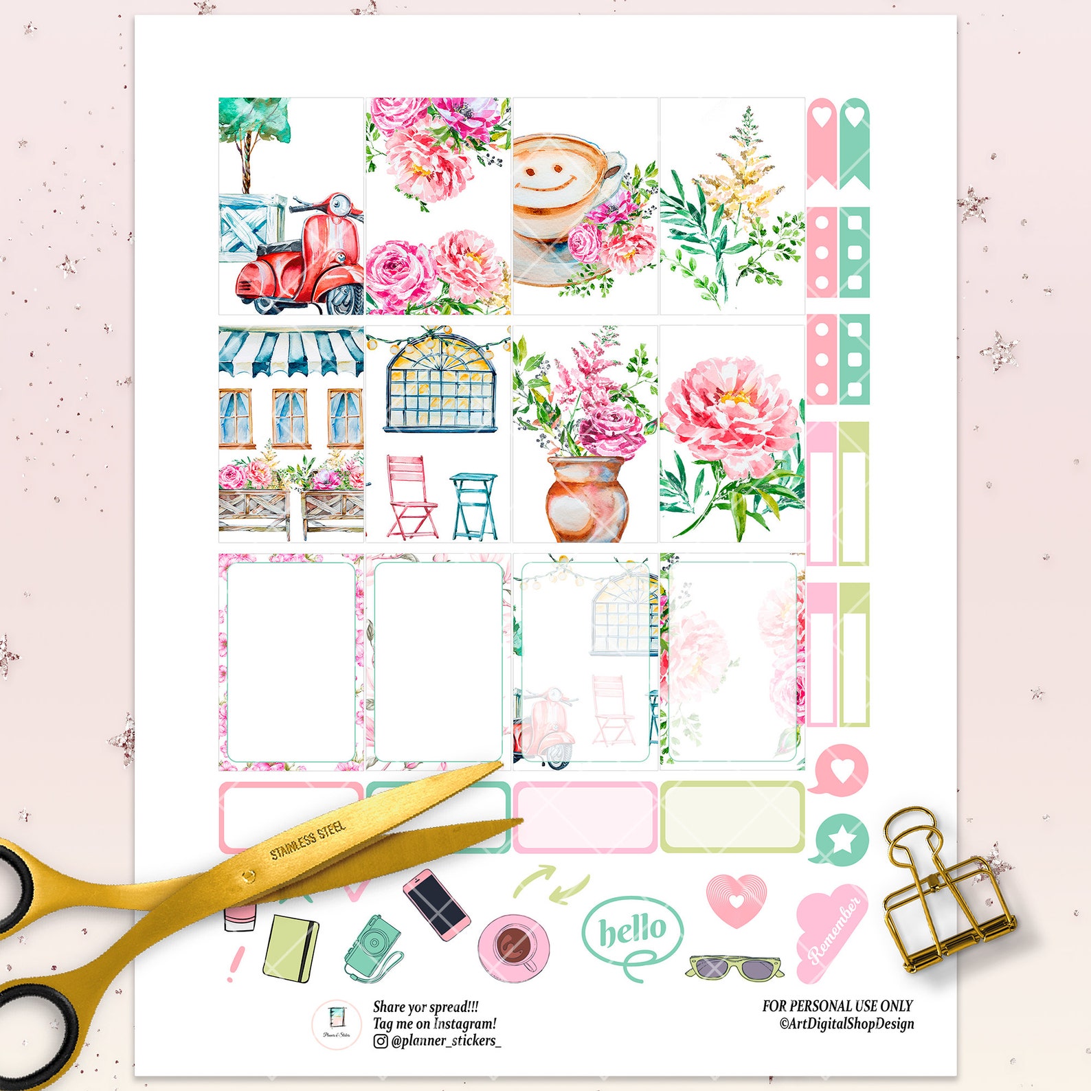 Happy Planner Classic Sticker Kit Watercolor Full Weekly Kit Etsy