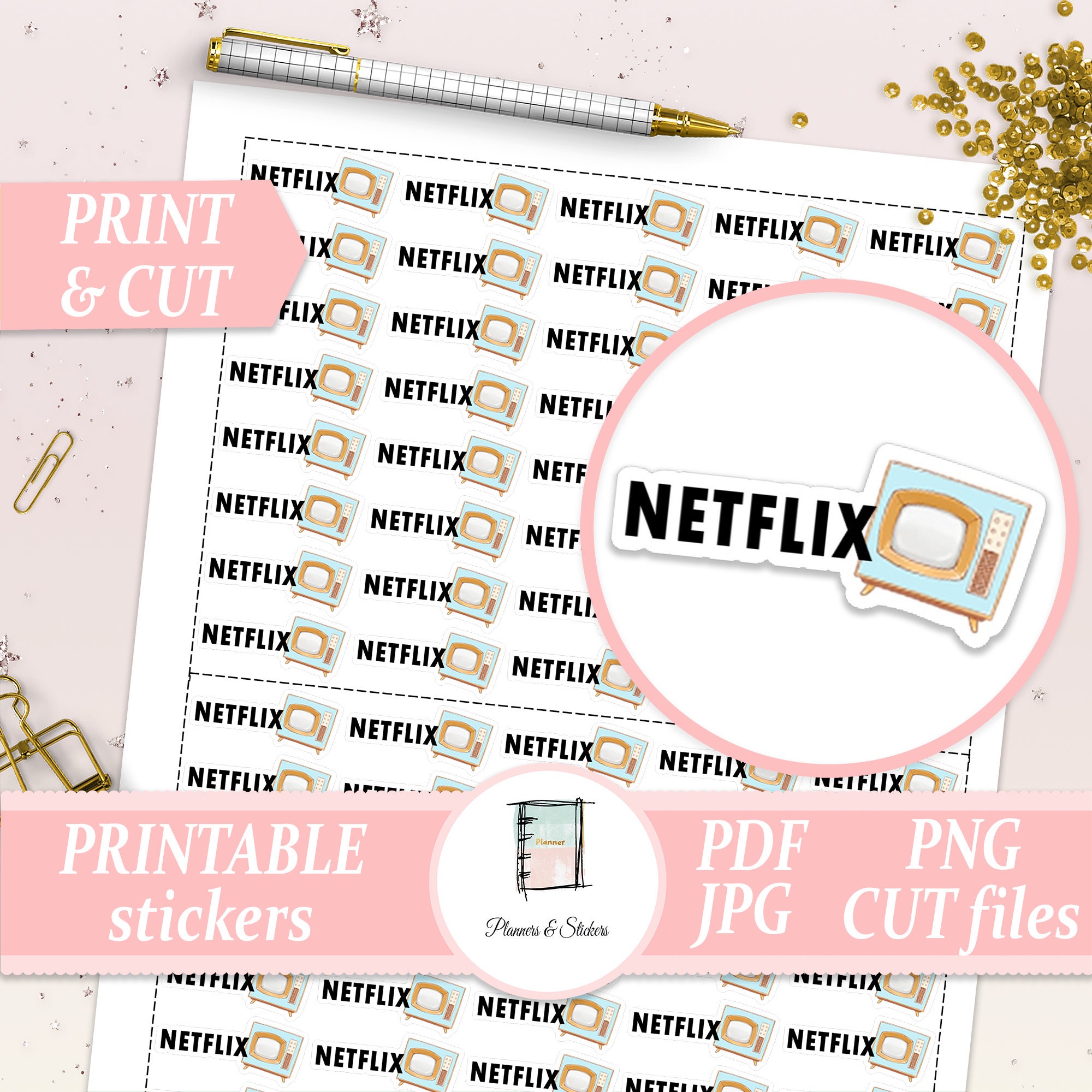 Netflix Printable Planner Stickers Binge Watch Icons Movie | Etsy