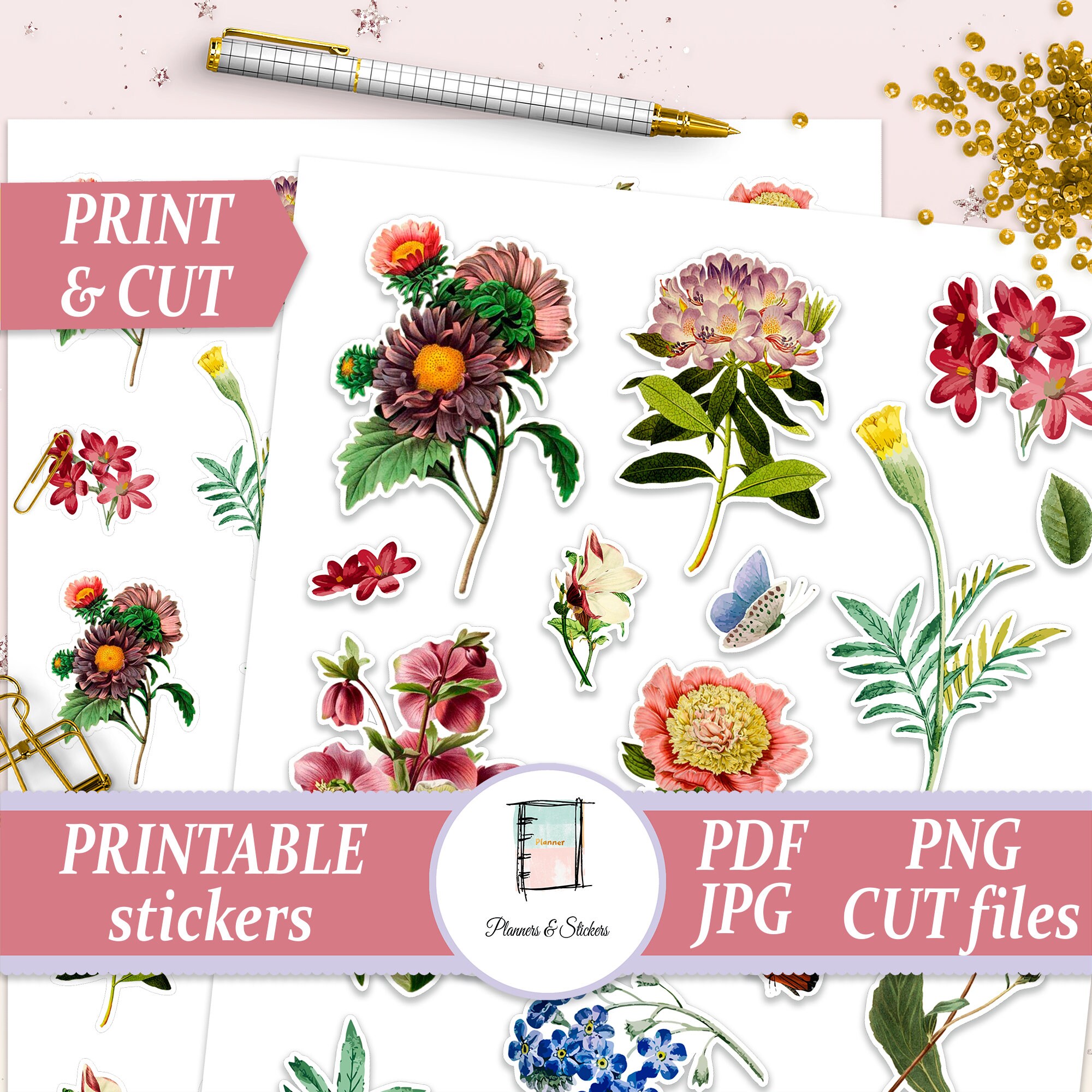 scrapbooking supplies vintage flowers sticker set floral die etsy