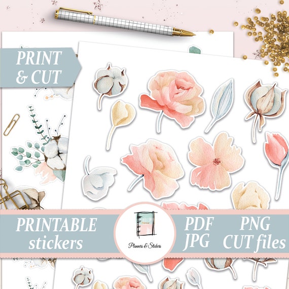 watercolor sticker pack pastel color floral scrapbooking die etsy