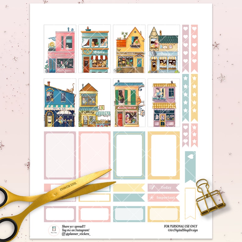 Happy Planner Box Stickers Cute House Printable Weekly Set Etsy