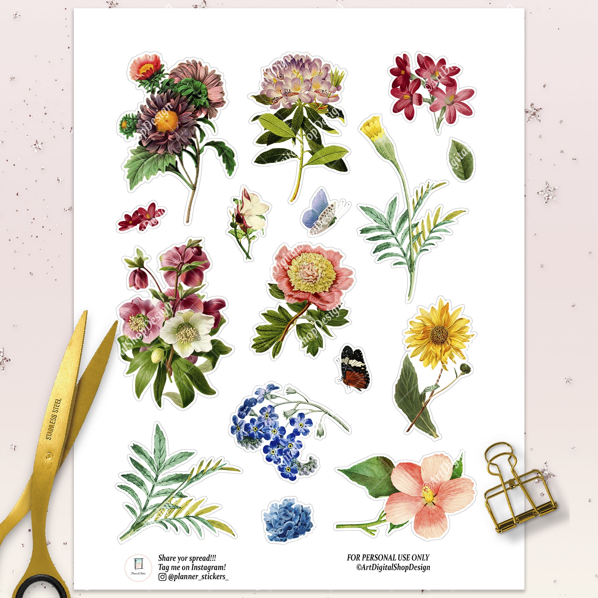 scrapbooking supplies vintage flowers sticker set floral die etsy