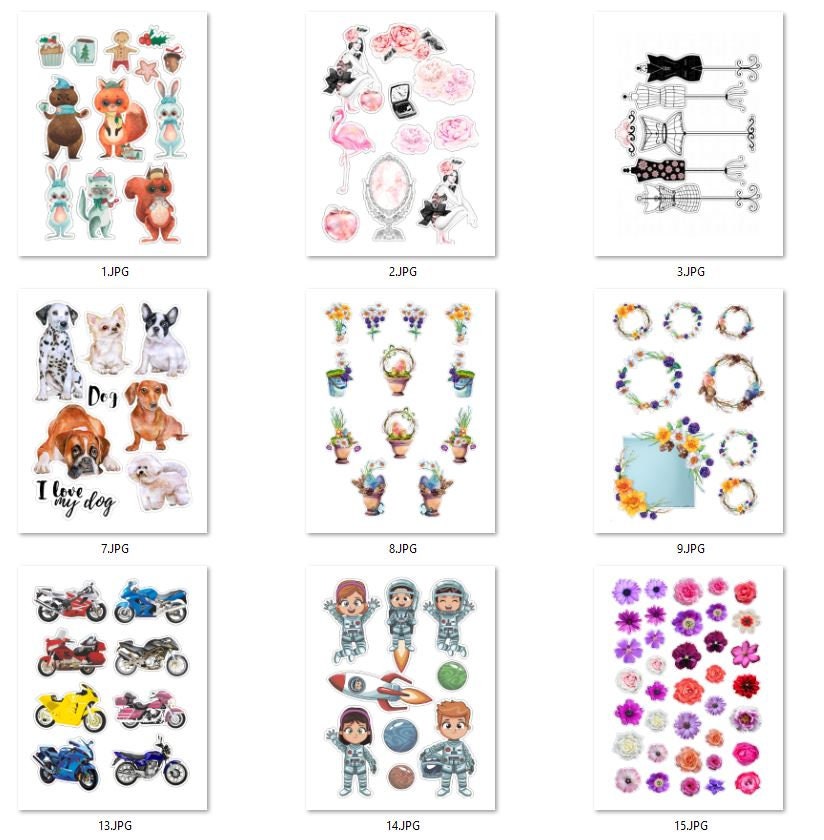 Printable BIG STICKERS SET for hand cutting Fashion | Etsy