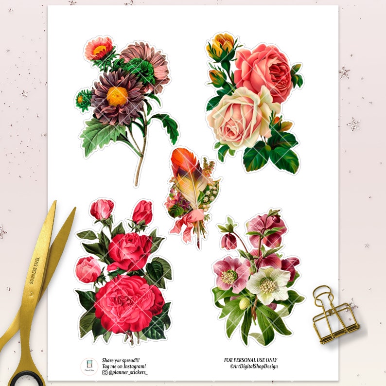scrapbooking supplies vintage flowers sticker set floral die etsy
