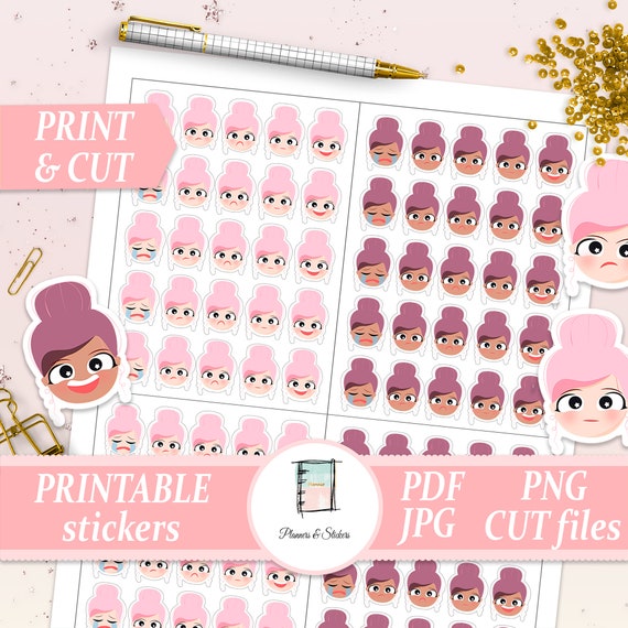 Printable Mood Planner Stickers Character Planner Bujo | Etsy