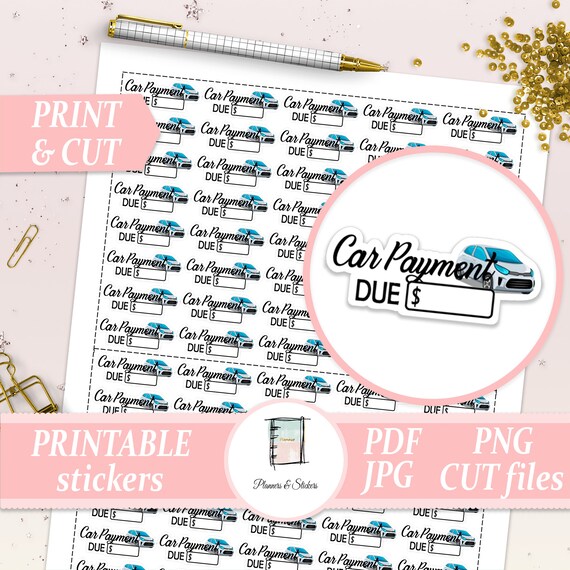 Car Payment Due Printable Planner Stickers Bill Tracker for | Etsy