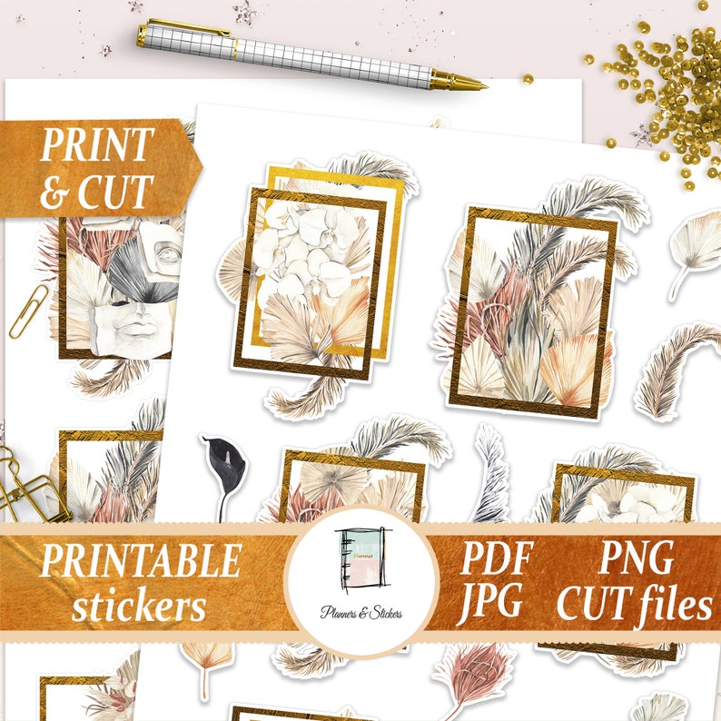 journal sticker kit printables die cuts vintage planner etsy