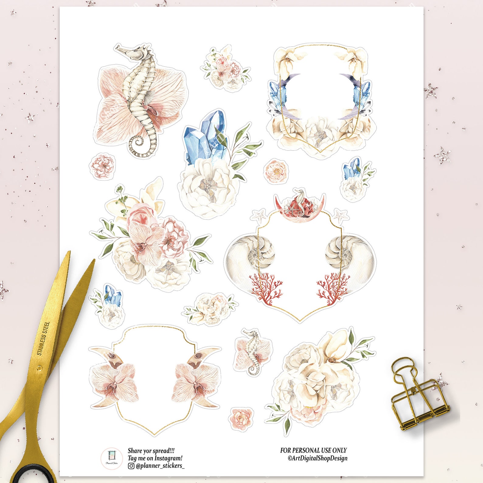 Bujo Stickers Sheet Watercolor Printable Bullet Journaling | Etsy