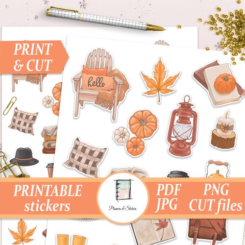 Fall Collection Die Cuts Stickers Digital PDF Etsy