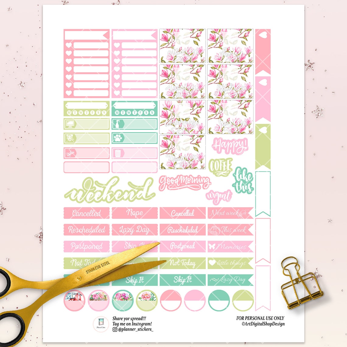 Happy Planner Classic Sticker Kit Watercolor Full Weekly Kit Etsy