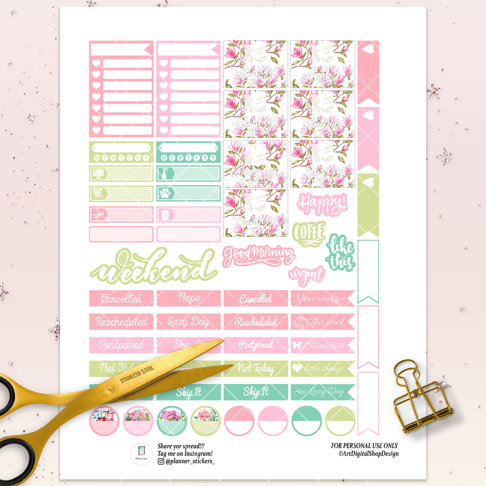 Happy Planner Classic Sticker Kit Watercolor Full Weekly Kit Etsy