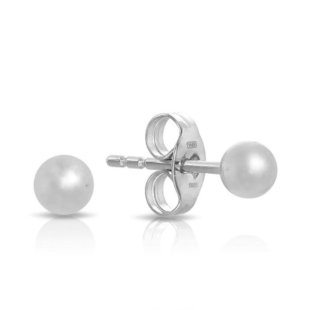 Silver Ball Stud Earrings, 925 Sterling Silver Ball Studs, Sphere Stud