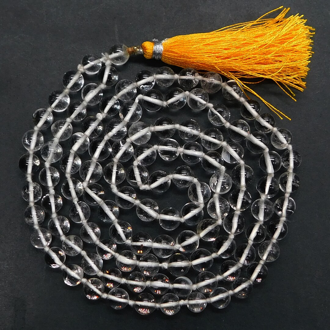 Crystal Quartz Mala, Prayer Bbeads, Tibetan Mala, Knotted Mala, Crystal