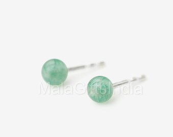 Green Aventurine Studs, Aventurine Earring, Sphere Earrings, Aventurine Jewelry, Minimalist Crystal Earrings, Christmas Gifts, Gifts for Her