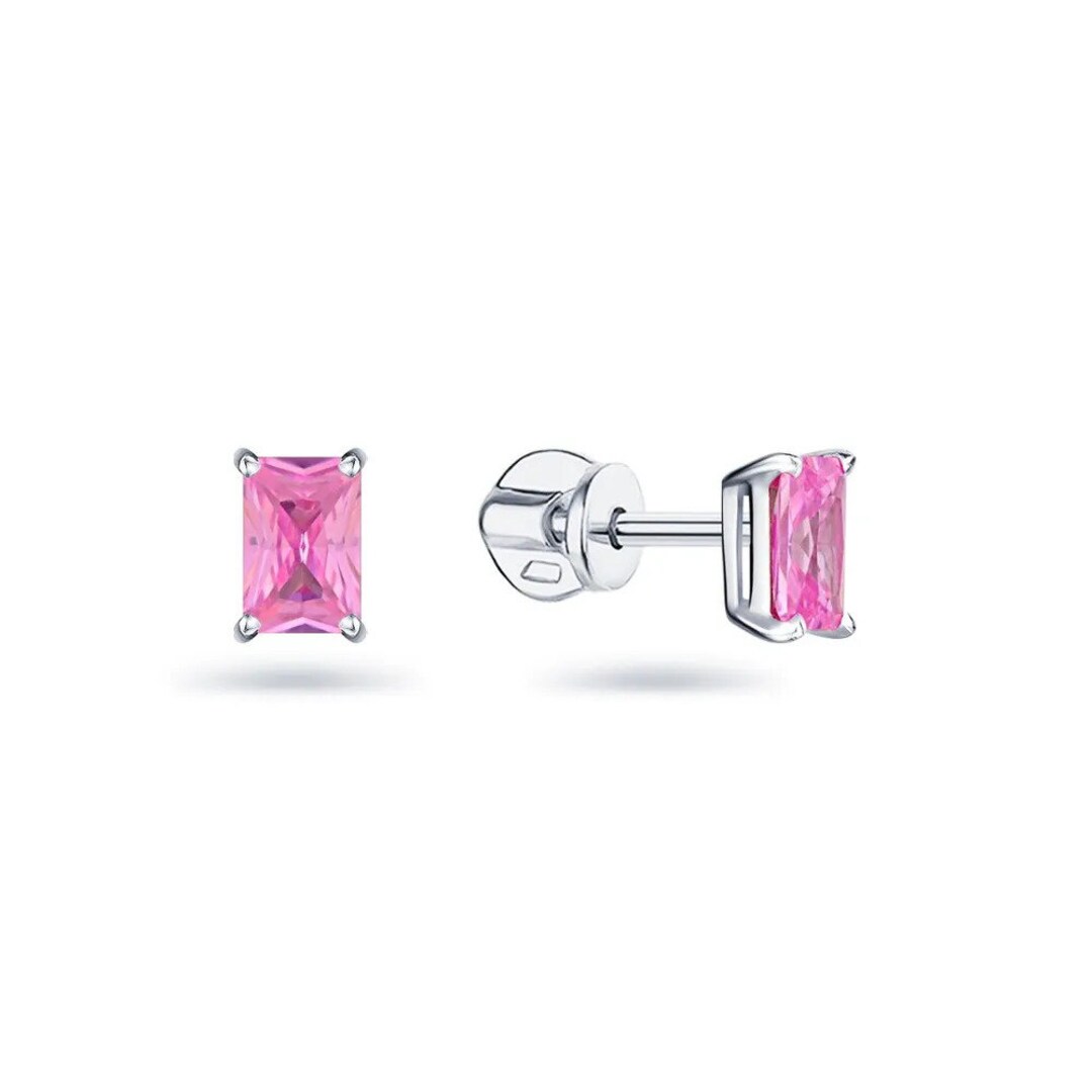 6X8MM Pink Tourmaline Studs Earrings, Tourmaline Gemstone, Sphere Shape