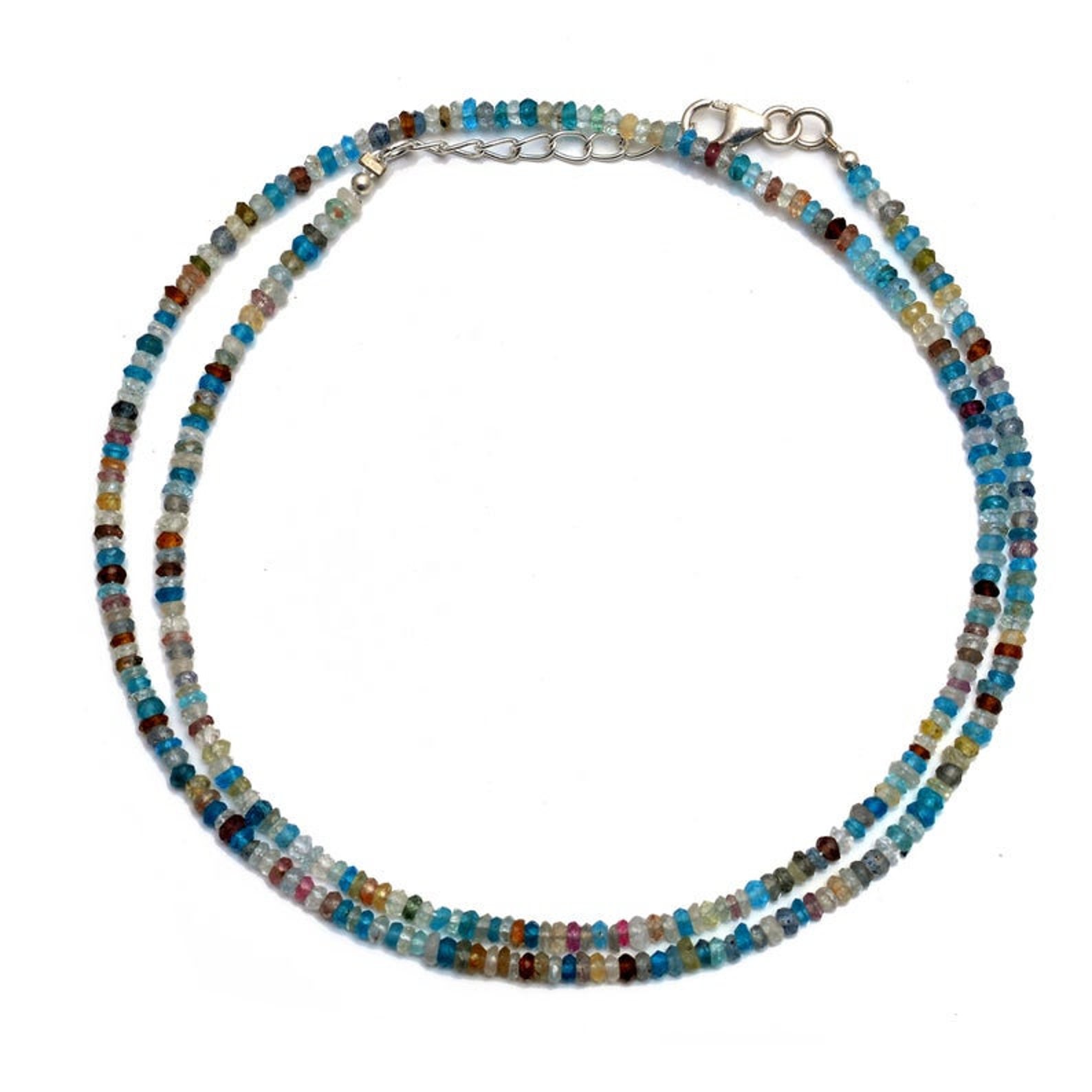 Natural Multi Gemstone Beaded Necklace 3.5mm Beads Necklace Etsy