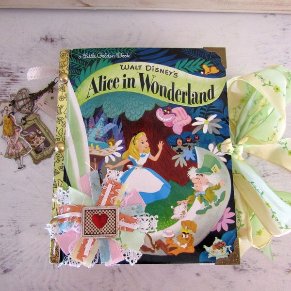 Altered Alice in Wonderland golden book junk journal