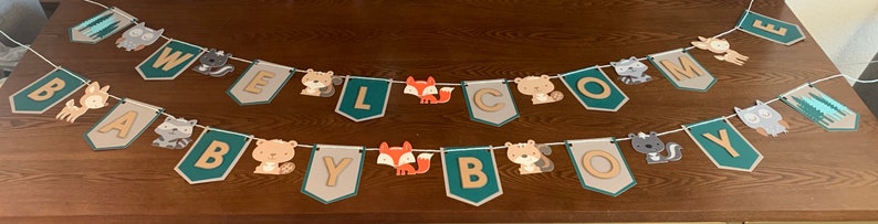 Woodland animal forest theme cake topper baby shower birthday
