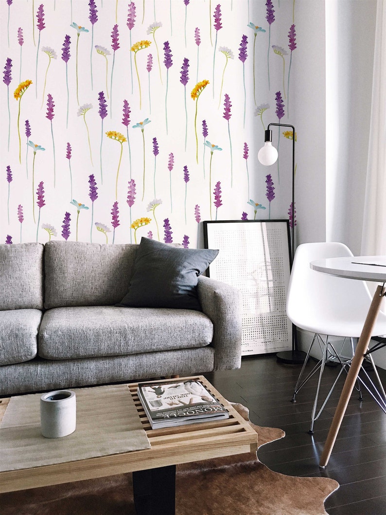 Minimalistic Field Abstract Flowers Removable Wallpaper Pattern #152