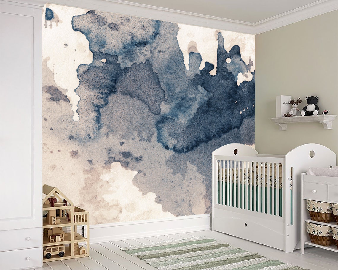 Ink Splatter Navy Wall Mural Self Adhesive Removable Etsy