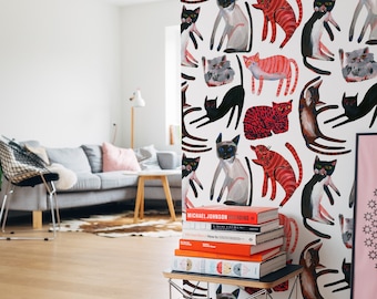 Minimalistisk kattmålning Modern katttapet skalbar och självhäftande