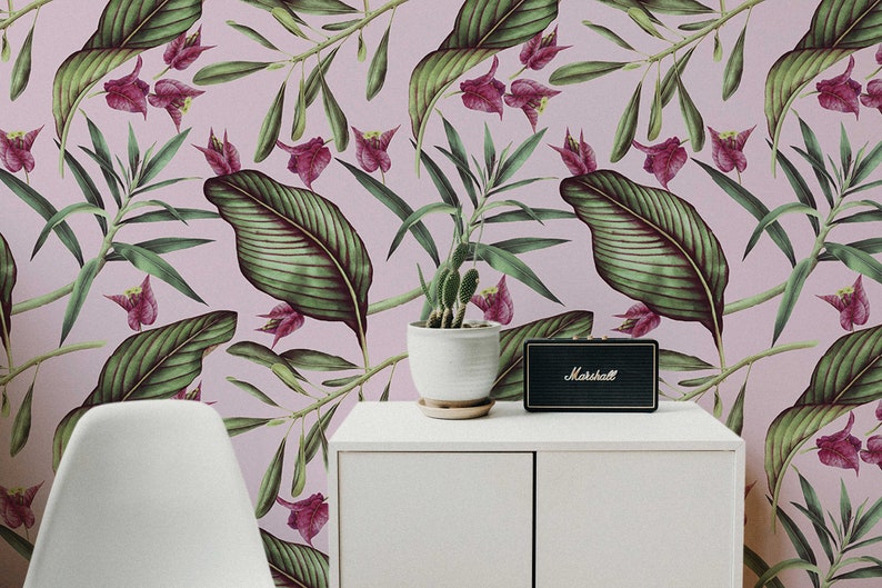 Boho Orchid Removable Wallpaper Pattern 415 - Etsy