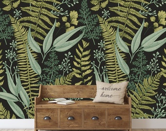 Botanical Ferns Wallpaper Mural Green Leaf Peel Stick