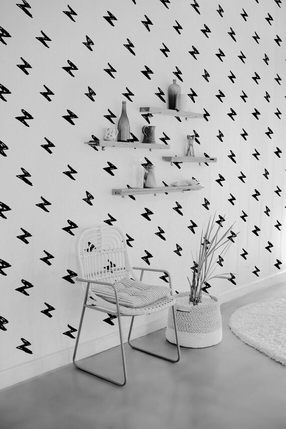 Thunder Pattern Removable Wallpaper Pattern 378 Etsy Norway