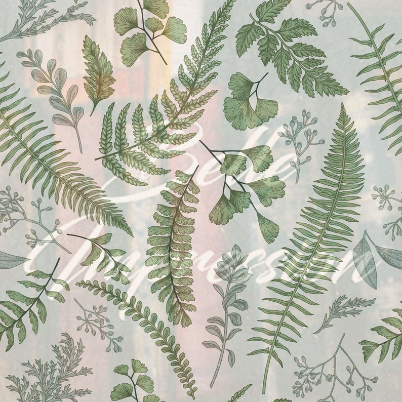 Peel and Stick Removable wallpaper fern Boxwood Green Home Decor maidenhair illustration Floral Wallpaper seeded eucalyptus