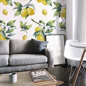 Verwijderbaar citroenbehang Peel & Stick Citruspatroon #116 Bright Kitchen Decor Wall Covering