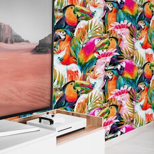 Color Parrot    | Color Parrot   Removable Wallpaper | Peel and Stick |  #118AC