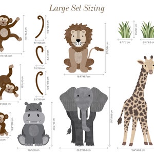 Safari animals and monkey large wall decals, jungle animal wall stickers for nurseries, adjustable jungle wall decals, repositionable decal image 10