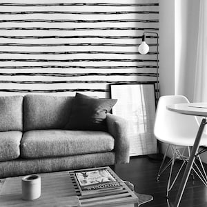 Carta da parati rimovibile con motivo a linee, design a linee orizzontali #384, decorazione murale facile da staccare e attaccare, accento minimalista moderno per la stanza