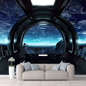 Outer Space Views from The Spaceship Removable Large Wallpaper Self-Adhesive Wall Decor