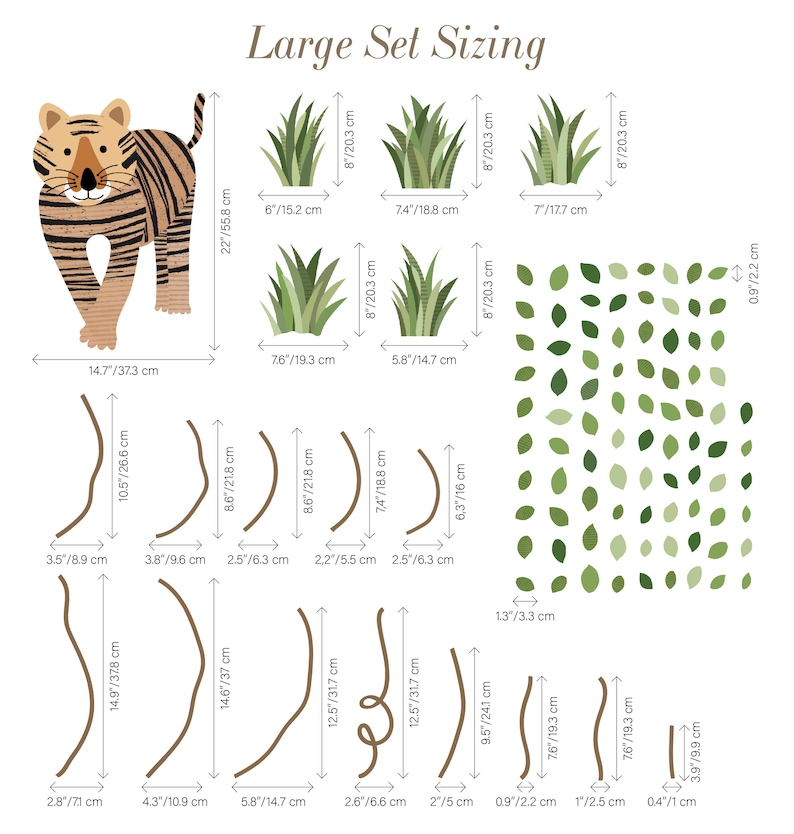 Safari animals and monkey large wall decals, jungle animal wall stickers for nurseries, adjustable jungle wall decals, repositionable decal image 9