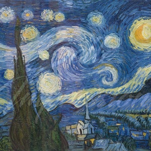Wallpaper Starry Night by Van Gogh Peel and Stick Wall Art, Van Gogh Decor, Bedroom Mural, Art Print Gift, Removable Artistic Wallpaper