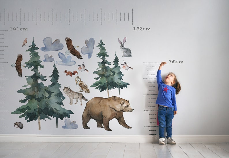 Watercolor Forest Animals Wall Decal Set Woodland Nursery Decor Bear ...