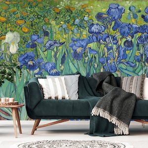 Van Gogh Irises Wallpaper Mural Large Floral Wall Print Dutch Painting Home Decor