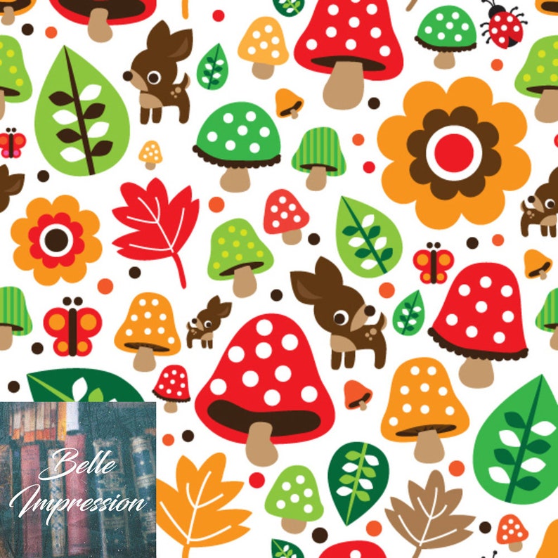 Retro mushroom autumn deer