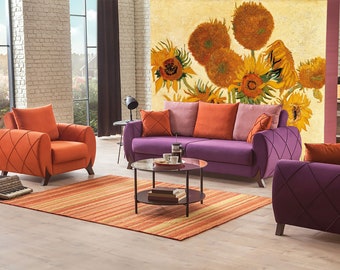 Van Gogh Sunflowers Wallpaper: Retro Floral Peel and Stick Mural
