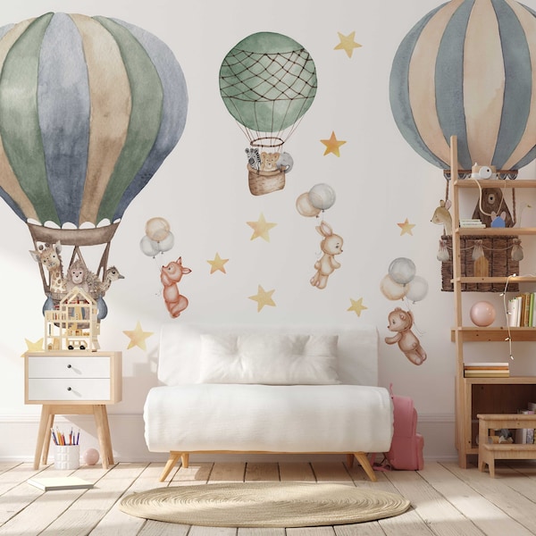 Colorful Hot Air Balloon Wall Sticker for Playful Kids Rooms