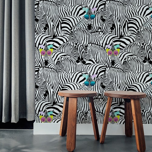 Peel and Stick Black White Zebra Wallpaper Removable Safari - Etsy