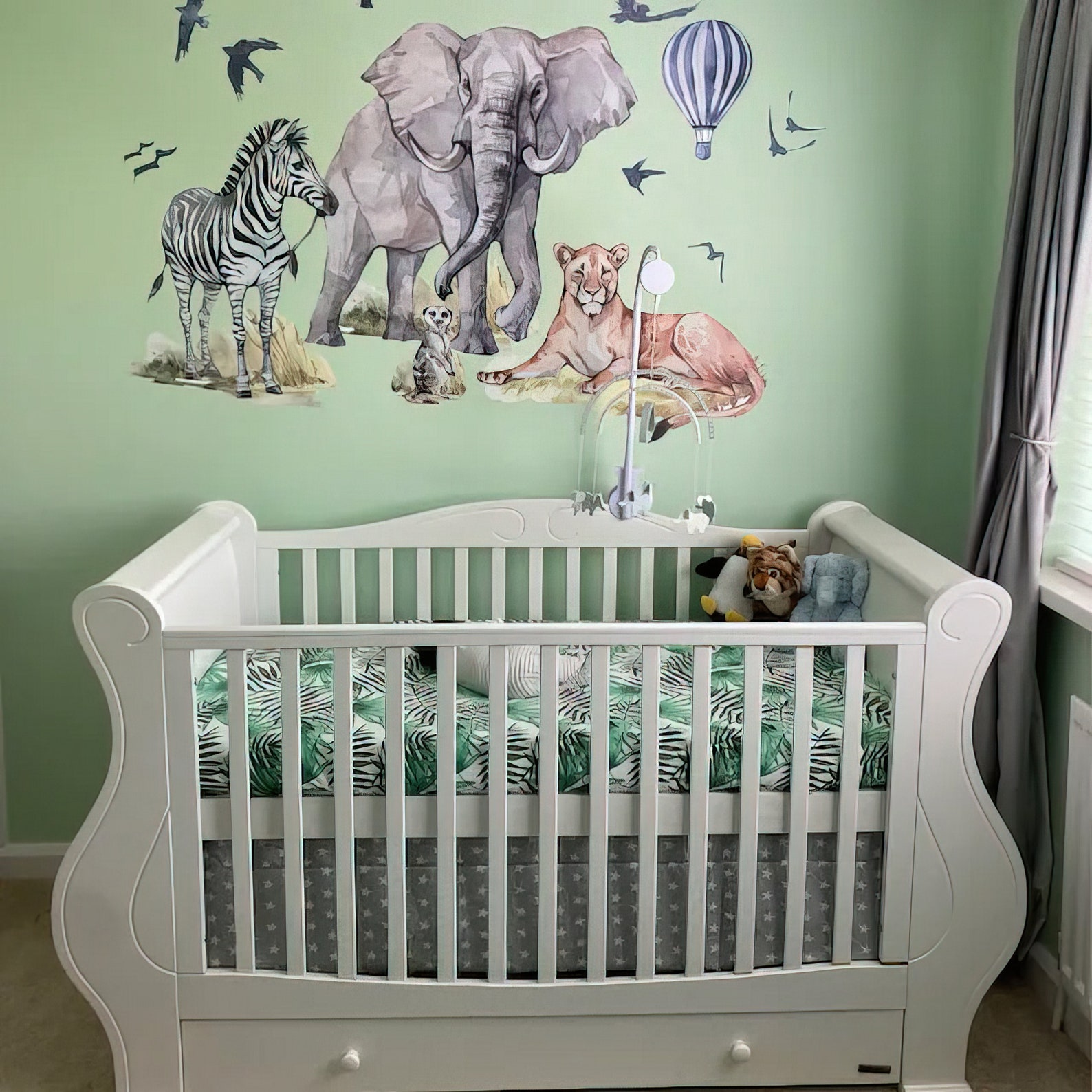 Watercolour Safari Animal Wall Decals: Classic Design Peel & Stick ...