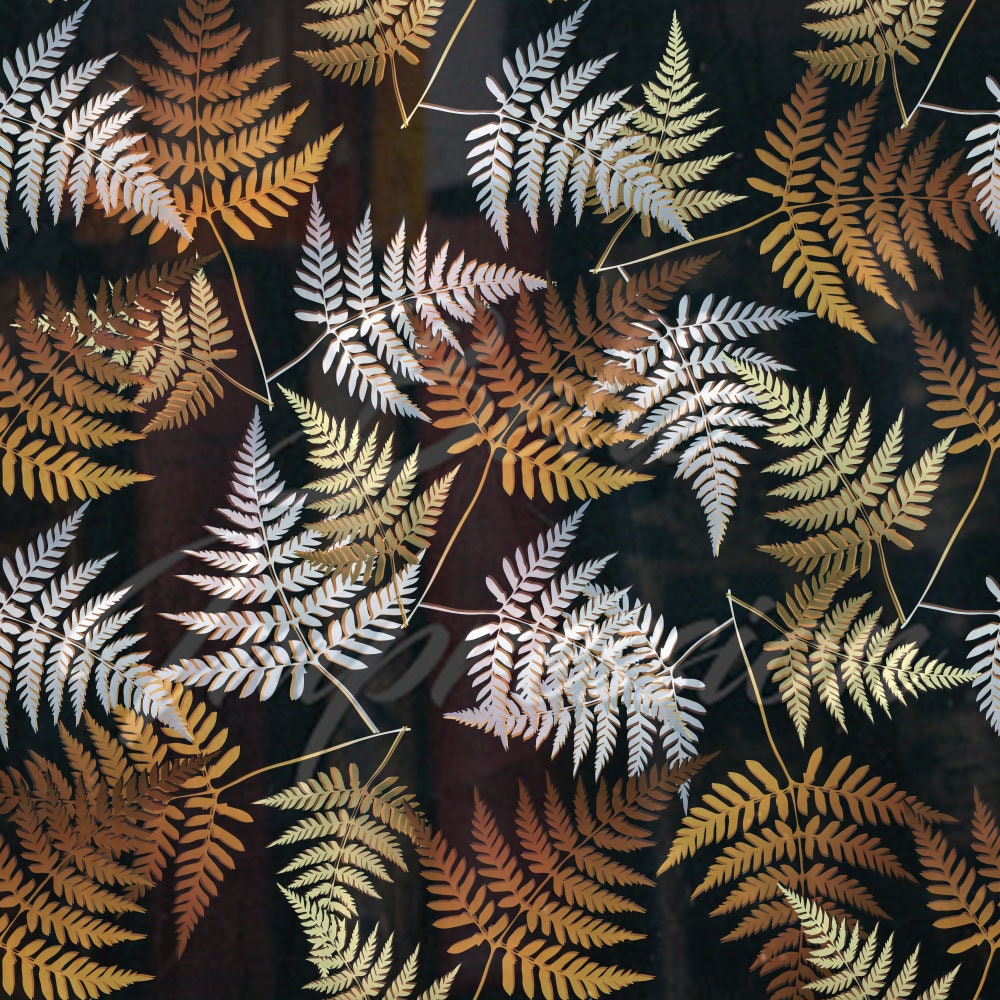 Magnificent Gold and silver Fern leaves on black background Etsy