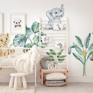 Safari Animals Wall Decals for Nursery – Removable & Reusable Jungle Stickers, Peel and Stick Kids Room Decor, Playroom Safari Theme