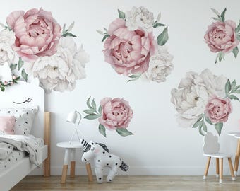 Peony Floral Wall Decals: Nursery & Home Decor